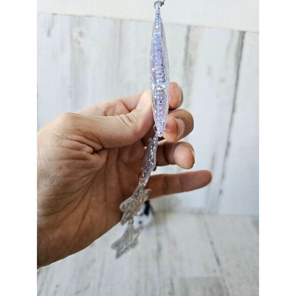 Glitter heart snowman star ornament Xmas tree - Picture 7 of 14